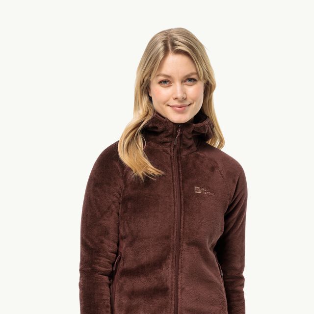 XXL - W ROTWAND – maroon jacket FZ dark - HOODED fleece JACK WOLFSKIN Women\'s
