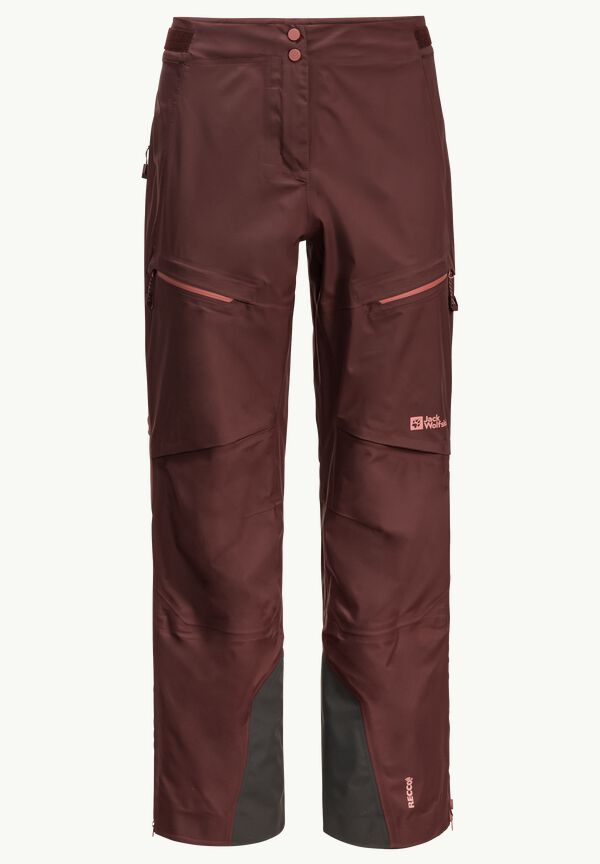 Hardshell touring ALPSPITZE PANTS - trousers maroon WOLFSKIN with PRO – 3L system W dark JACK ski women for tracking - 46 RECCO®