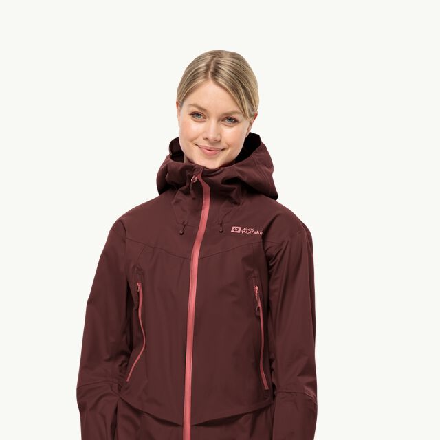 – maroon RECCO® JACK jacket women system W - tracking ALPSPITZE dark touring for JKT ski 3L with Hardshell WOLFSKIN S - PRO