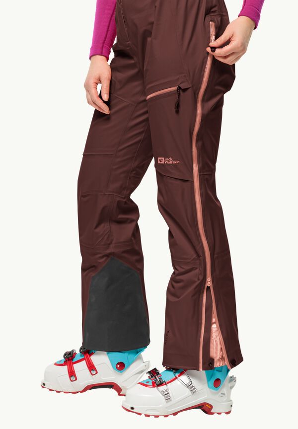 women - PANTS ski W 46 dark touring RECCO® tracking system for JACK Hardshell WOLFSKIN – maroon - 3L PRO trousers with ALPSPITZE