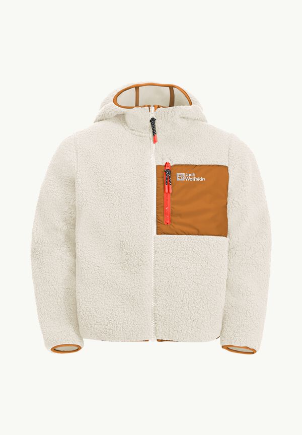 – - white Kids\' jacket JACKET fleece 128 HOOD ICE K JACK WOLFSKIN - CURL cotton