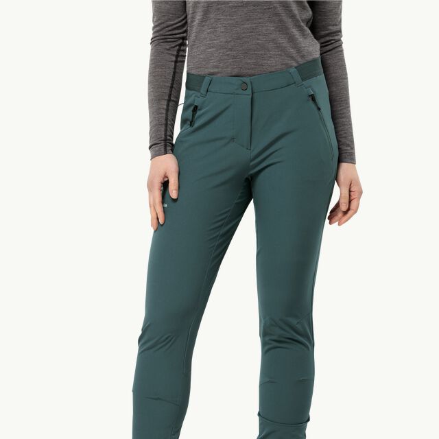 hiking - GEIGELSTEIN Women\'s W - PANTS trousers – SLIM softshell sea JACK WOLFSKIN green 44