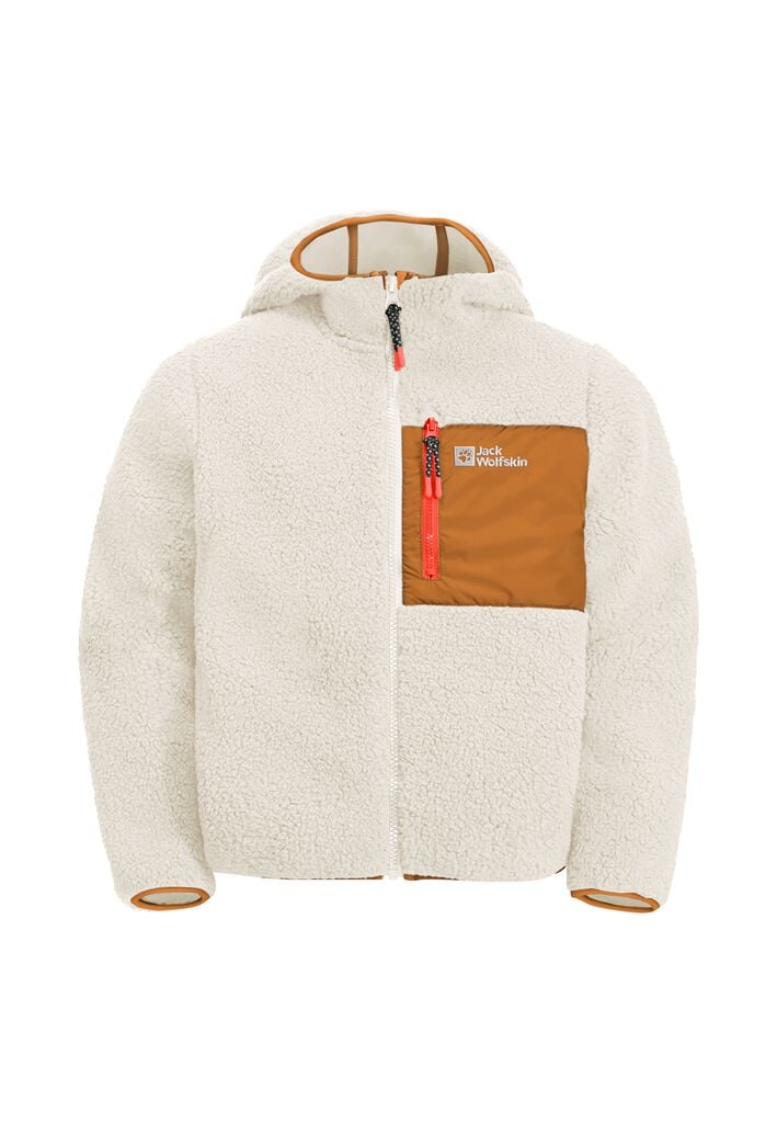 ICE CURL WOLFSKIN – white 128 HOOD K Kids\' JACK - - fleece cotton jacket JACKET